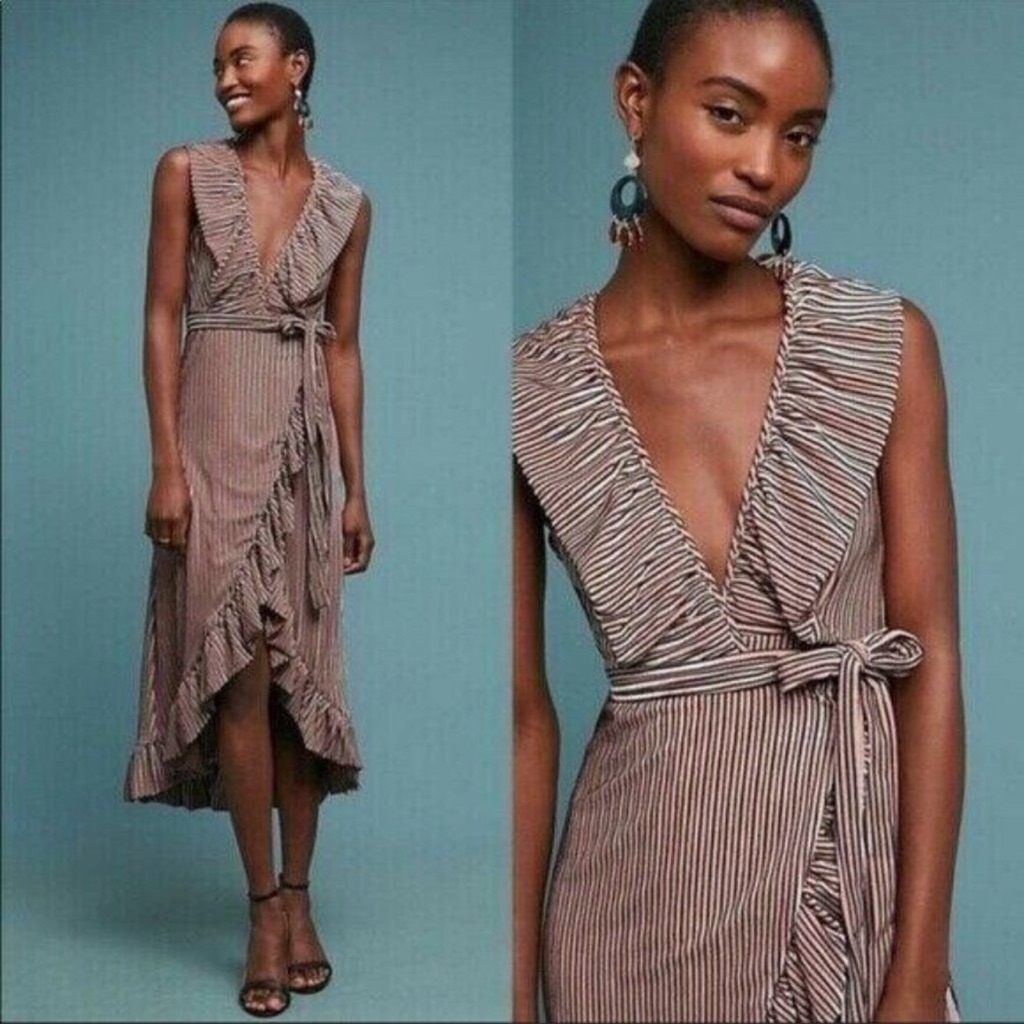Anthropologie Misa Eve Velvet Stripe Wrap Dress